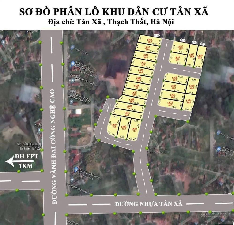 Bán đất view đẹp tại tân xã, thạch thất, hà nội, 3 tỷ, 60m2