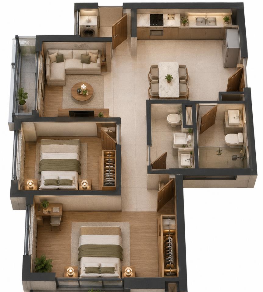 68m2 - Giá 6.05 tỷ chiết khấu 11% - Libre 2PN2WC dự án Arcadia
