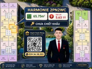 Chính thức 65.75m2 - Giá 5.63 tỷ chưa chiết khấu - Harmonie 2PN2WC Arcadia