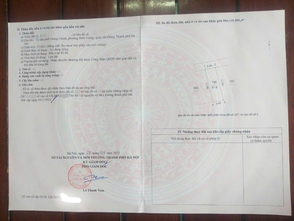 BÁN NHÀ BIÊN GIANG – HÀ ĐÔNG | 37,6m² – 4 TẦNG – Ở NGAY Bán nhà dân xây chắc chắn tại Biên Giang, Hà Đông. Diện tích 37,