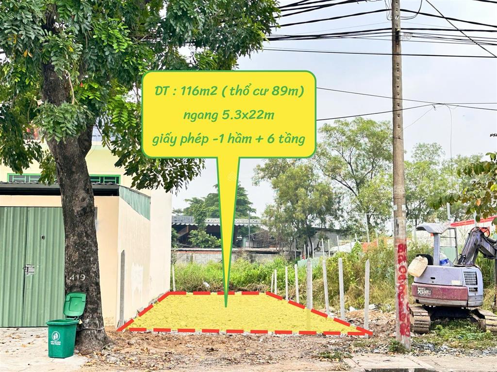 Cực rẻ  gấp bán nền đất thổ cư 116m2 (5.3x22m) mặt tiền đường ngô chí quốc, p. bình chiểu, thủ đức