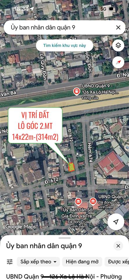 Cực hiếm gấp bán lô góc 2 mặt tiền khu kiến thiết, p. hiệp phú thủ đức. 314m2 (14x22m) ngay uỷ ban