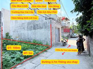 Bán đất 100m2 tại xã phụng châu, 4,55 tỷ, mặt tiền 5m, ngõ 3,7m oto chạy quanh