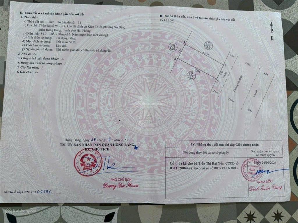 Bán đất tđc kiến thiết 54m2, số 94 lk4 ngay cổng chợ đầu mối