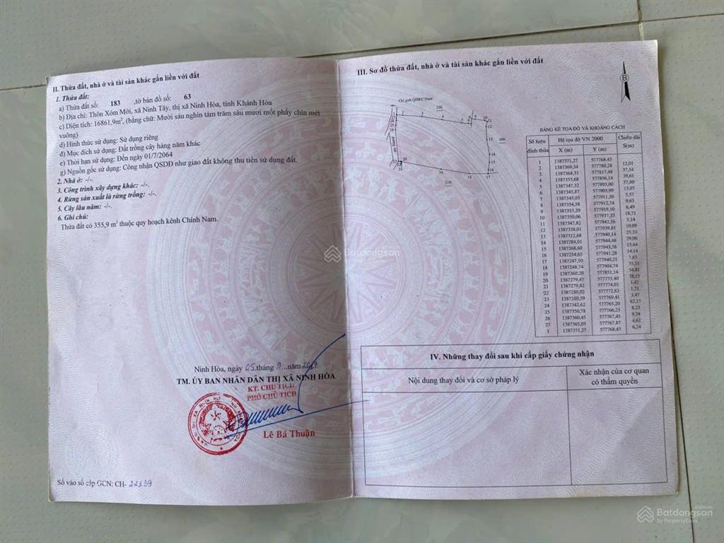 Cần bán đất gần ql 26 tại thôn xóm mới, xã tây ninh hòa, khánh hòa