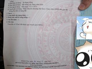 Bán đất dt 2.325 m2 thôn 5  diên đồng (nay là diên lâm)  diên khánh