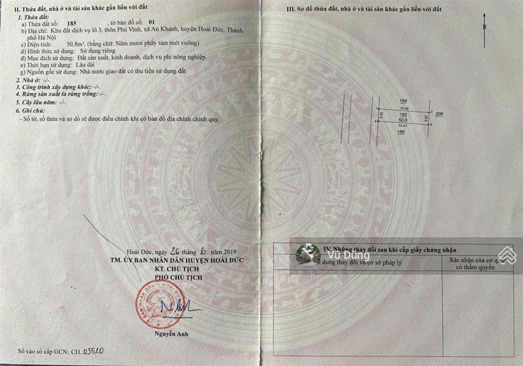 Đất dịch vụ phú vinh 3 áp góc 50,8m² mt 3,52m | gần đại lộ thăng long, splendora | giá 193tr/m²