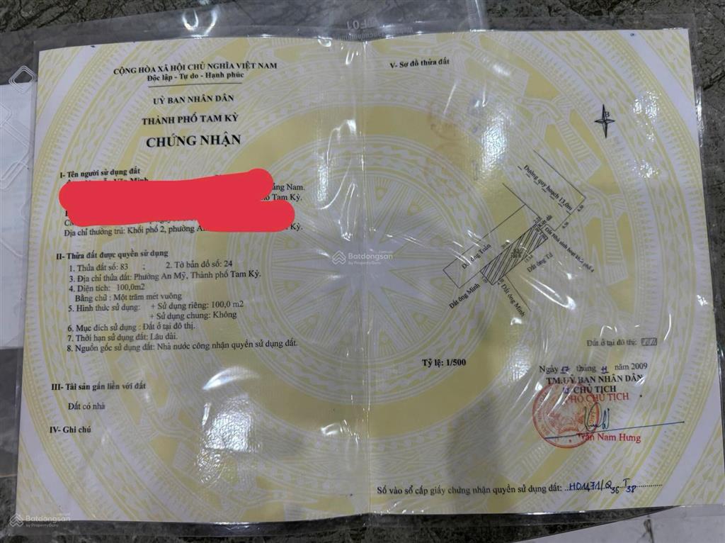 Bán đất mặt tiền đường lê phụ trần, trung tâm thành phố tam kỳ, 100m2 giá 2 tỷ sổ đỏ lâu dài