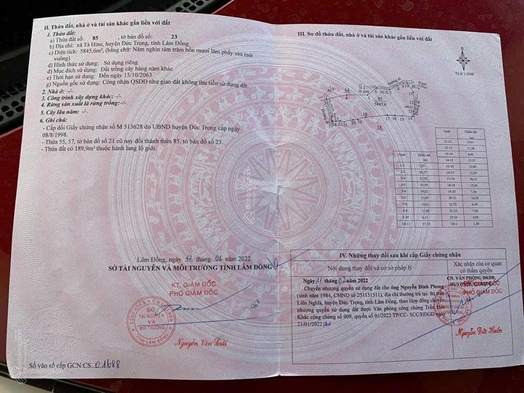 Bán đất tại quốc lộ 28b, xã tà hine, huyện đức trọng, lâm đồng, giá siêu hời 8,868 tỷ, 5845.6 m2