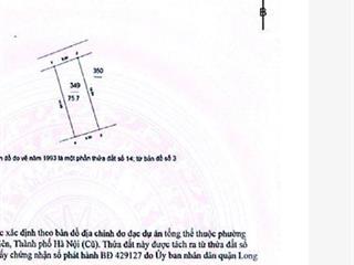 Bán đất ngọc thụy, 76 m2, mt5.2m không qh giá 140tr ngõ oto thông ,vị trí đẹp cách 50m ra oto tránh