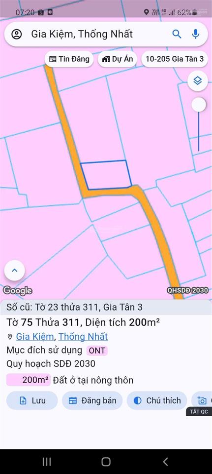 Bán nr 200m2, 2,9 tỷ, đường chu văn an, xã gia tân 3, huyện thống nhất