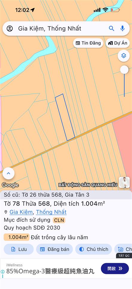Bán gấp đất đẹp tại gần song hành phía đông, 1,65 tỷ, 1000m2