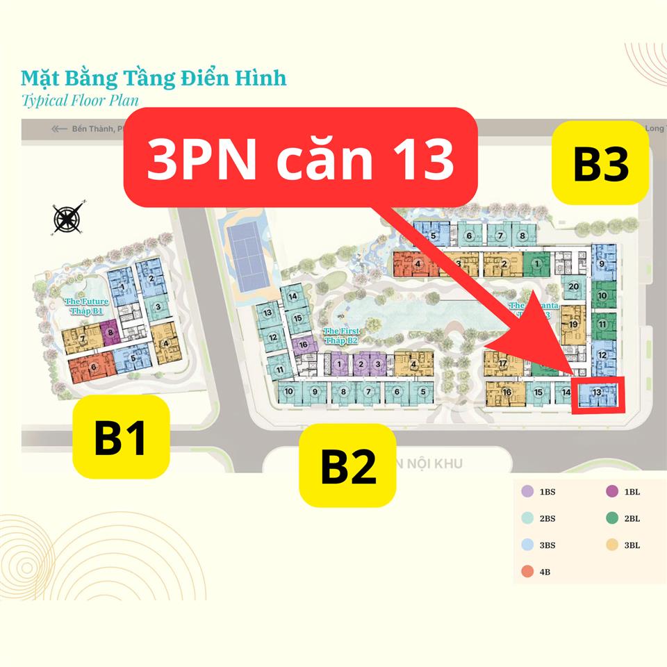 3pn căn 13 tháp b3 gladia heights  view biệt thự hướng đông nam