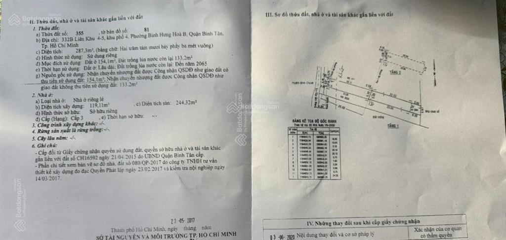 Bán mt 332b liên khu 4  5, bhh b, bình tân. 5 x 55m, giá 10.3 tỷ tl, c4 đang cho thuê