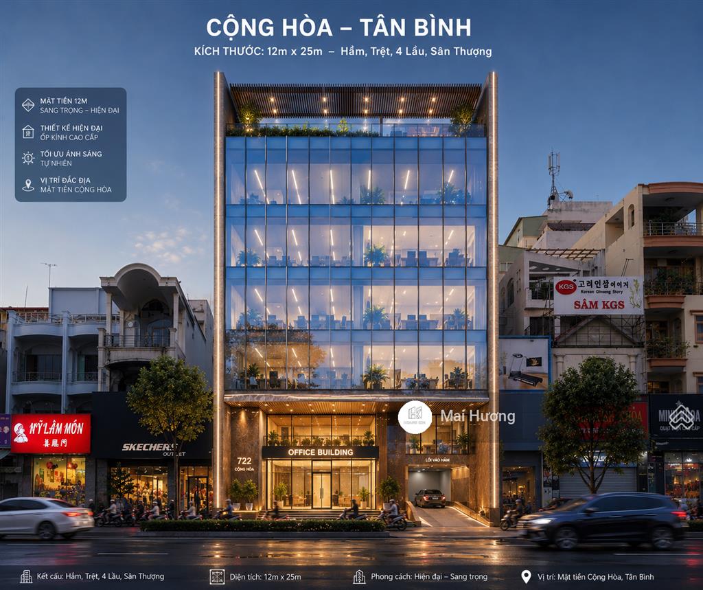 Building mới xây mặt tiền thuơng mại 422 đường cộng hòa tân bình. dt ngang 12m, vị trí đẹp giá tốt.