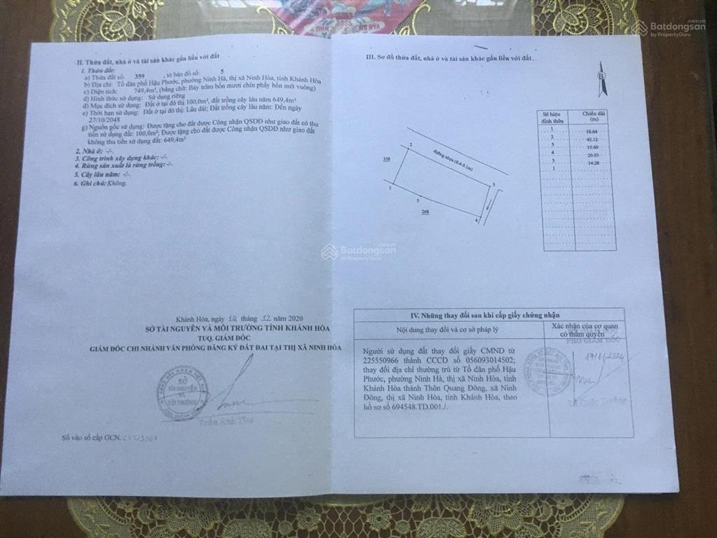 Cần bán đất 750m2 phường hoà thắng (42m ngang mặt tiền đường nhựa rộng 9m)