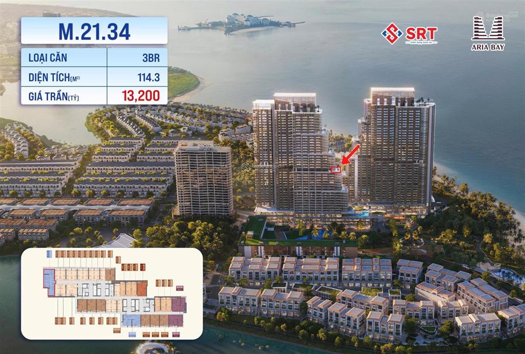 Aria bay căn 3 pn view trực diện biển, bàn giao full nội thất, có cả máy rửa bát luôn