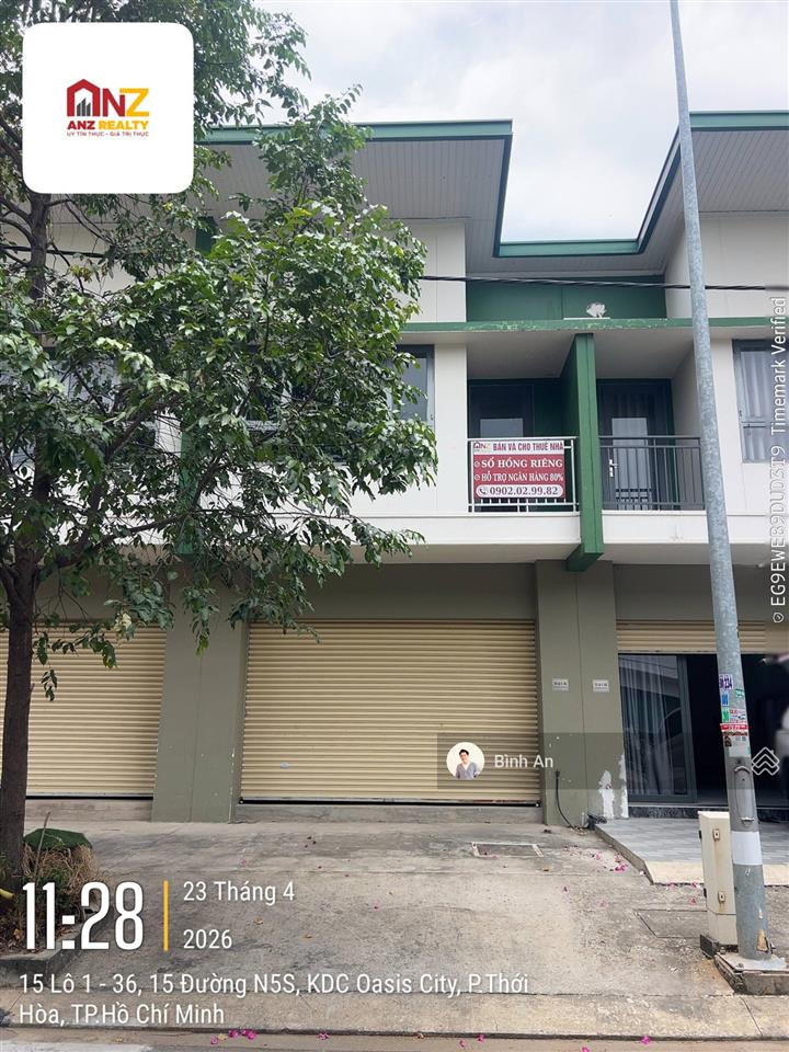 Bán shophouse kđt oasis, mỹ phước bến cát, ngay gần hồ bơi, sân pic, sổ hồng hoàn công, giá 1,75 tỷ