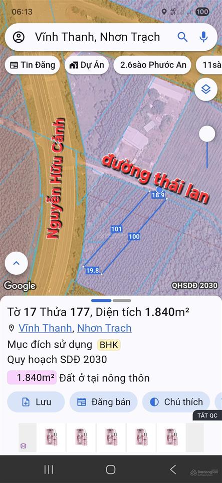 Bán đất vĩnh thanh gần đường nguyễn hữu cảnh 25c thích hợp nhà vườn