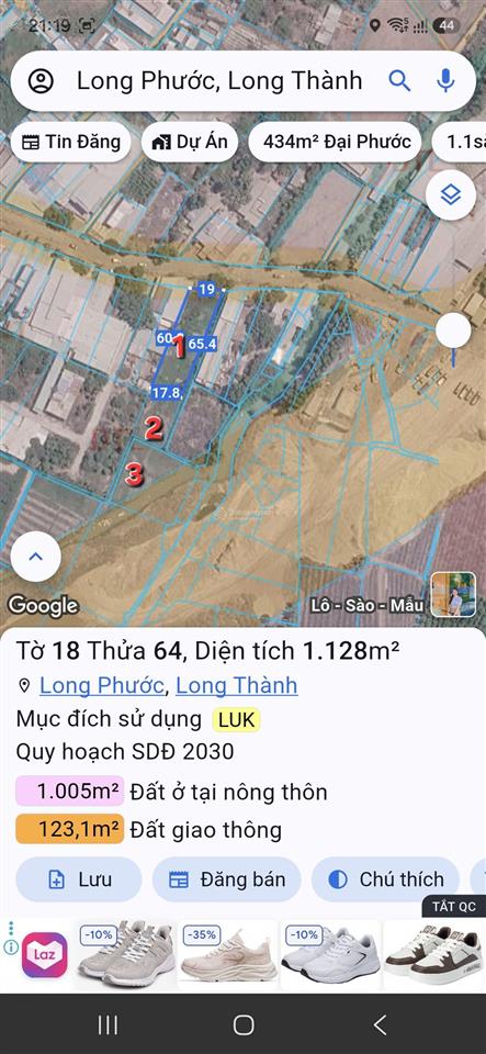 Bán đất long phước long thành mặt tiền gần 25c