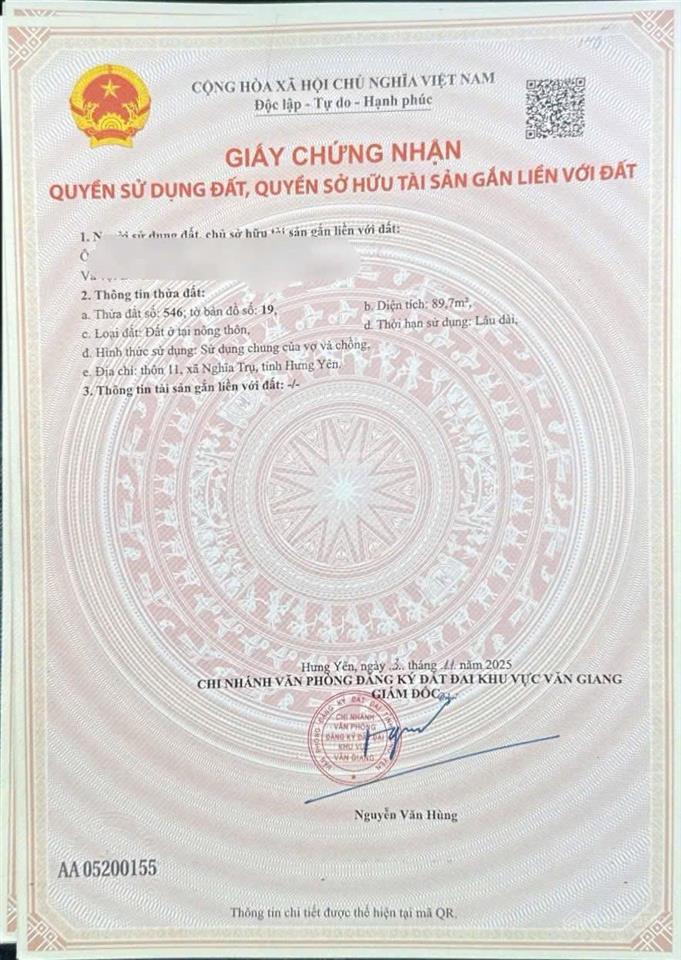 Bán đất thôn 11 cũ nay là thôn thọ vực mới, xã nghĩa trụ