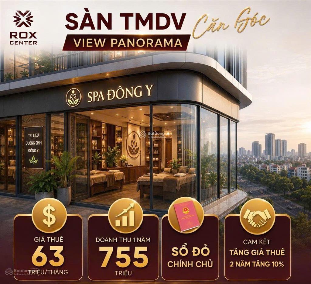 Căn góc chân đế rox sẵn khách thuê hđ 10 năm  doanh thu 755 tr/năm. thanh toán 30% nhận sàn ngay