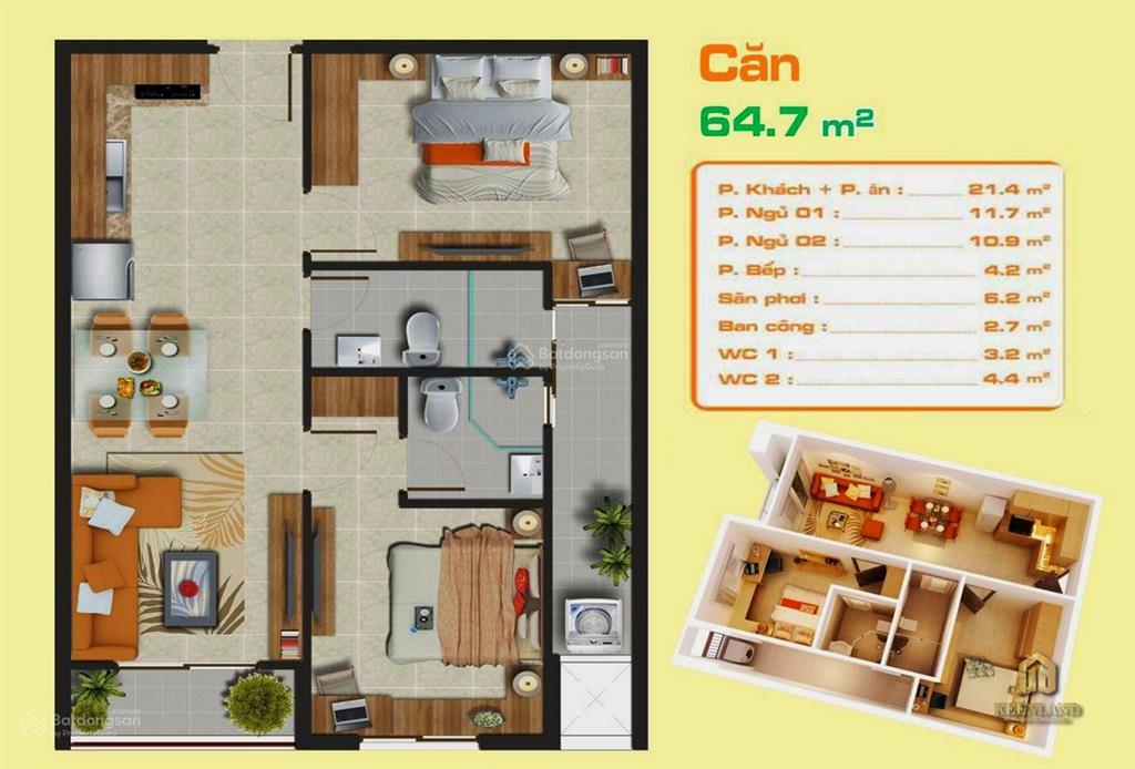 Bán căn hộ 68m2, 2pn, 2wc tại hưng ngân garden, 2,63 tỷ