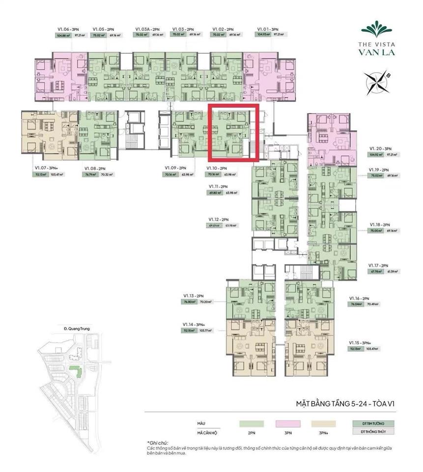 Chính chủ bán căn v1.0910 ban công đông nam, tầng 9 view biệt thự,2pn,2vs, the vista văn la hà đông