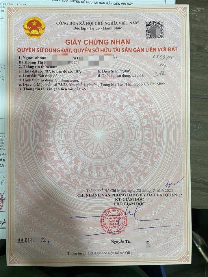 Đất góc 2 mặt tiền đường đông bắc, tch, q12, tphcm, 72m2 giá 3 tỷ 575 tr