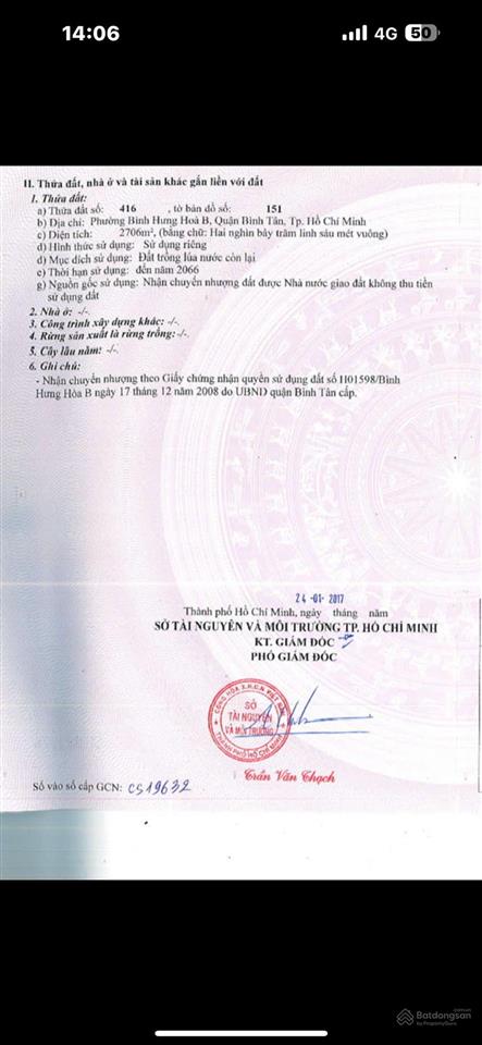 Bán gấp đất tại bình hưng hòa b, 53 tỷ, 2700m2, mặt tiền 14m, ngõ 6m