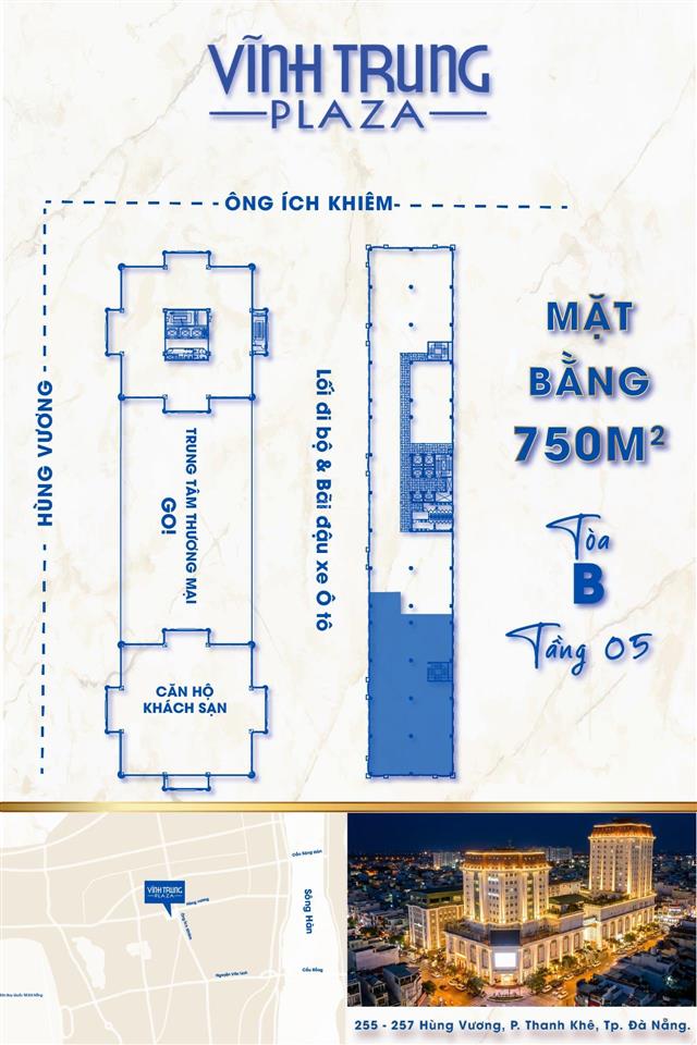 Cho thuê mặt bằng văn phòng 750m² tại vĩnh trung plaza, tối ưu cho doanh nghiệp it & tech