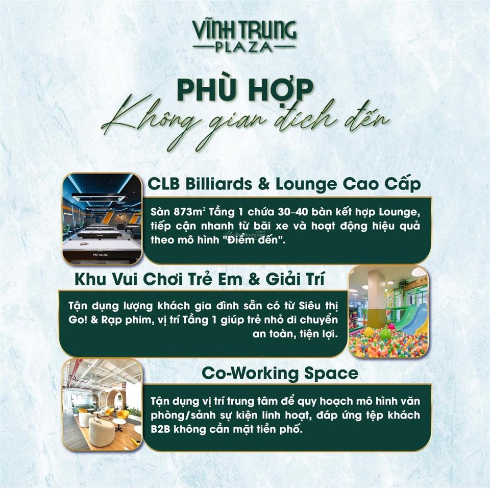 Bắt trọn xu hướng "destination business" mặt bằng sàn 725 m² tại tầng 01 vĩnh trung plaza