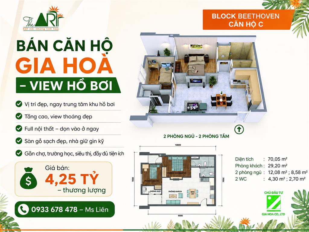 Bán căn hộ gia hoà đầy đủ nội thất