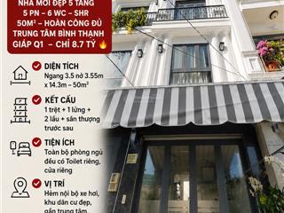 Bán nhà riêng tại nguyễn văn đậu, giá cực chất 8,7 tỷ, 50m2, 5pn, 6wc