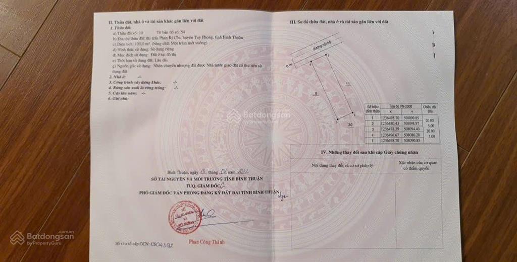 Cần tiền bán nhanh lô đất chính chủ sổ đỏ dự án 15ha, phan rí cửa tuy phong bình thuận