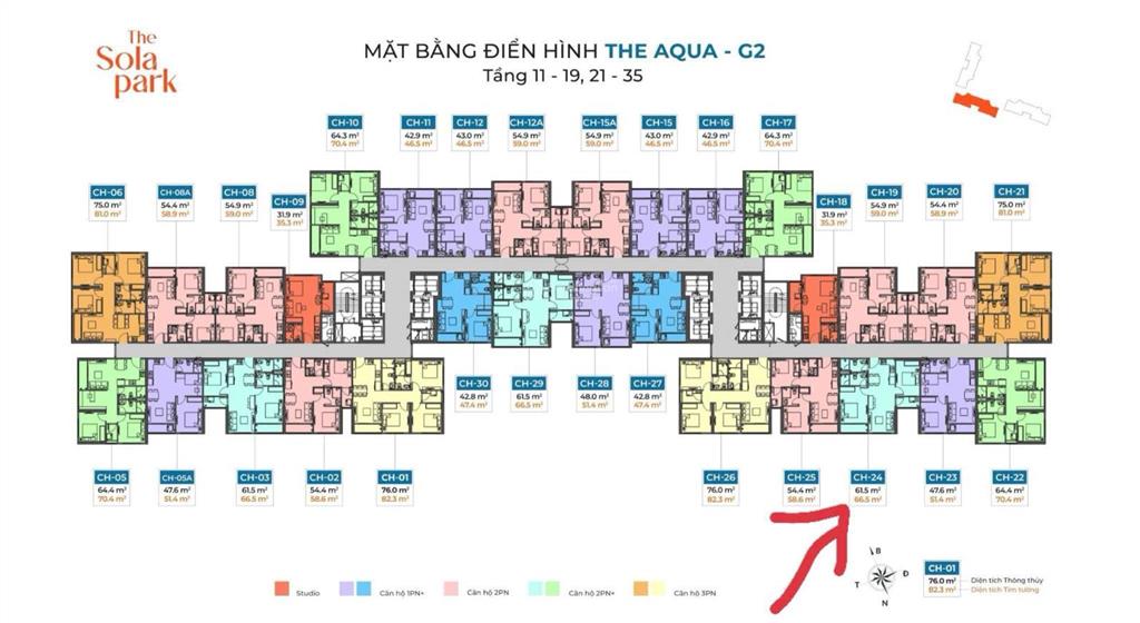 Bán nhanh căn 2n2vs  61.5m2 tòa g2 sola park vinhomes smart city