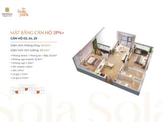 Bán nhanh cắt lỗ giá tốt căn 2n2vs  61.5m2 tầng đẹp tòa g2 sola park  vinhomes smart city