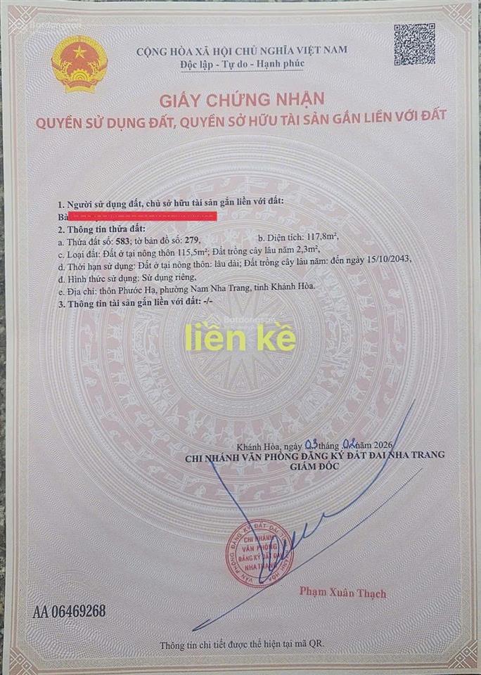 Chỉ 2,8 tỷ sở hữu ngay đất nền thổ cư phường nam nha trang
