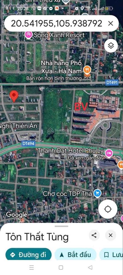 Bán đất đường tôn thất tùng, xã liêm tuyền, thành phố phủ lý, hà nam cạnh bệnh việt việt đức cs 2