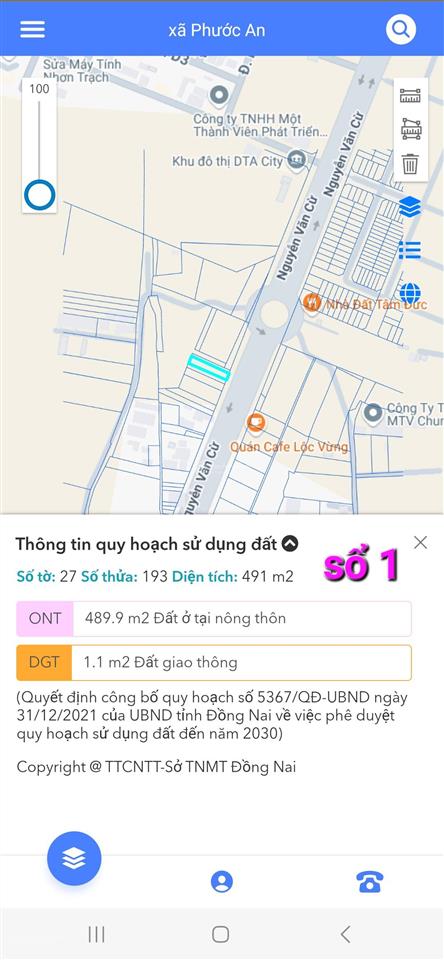 Bán đất hàng hiếm mặt tiền đường nguyễn văn cừ, xã phước an, nhơn trạch, đồng nai. 9,88 tỷ/491 m2