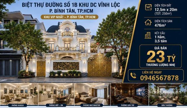 Bán biệt thự đường số 1b phường bình tân dt 12,5 x 20 đúc 1 hầm 1 trệt 2 lầu  0888 755 *** hiểu