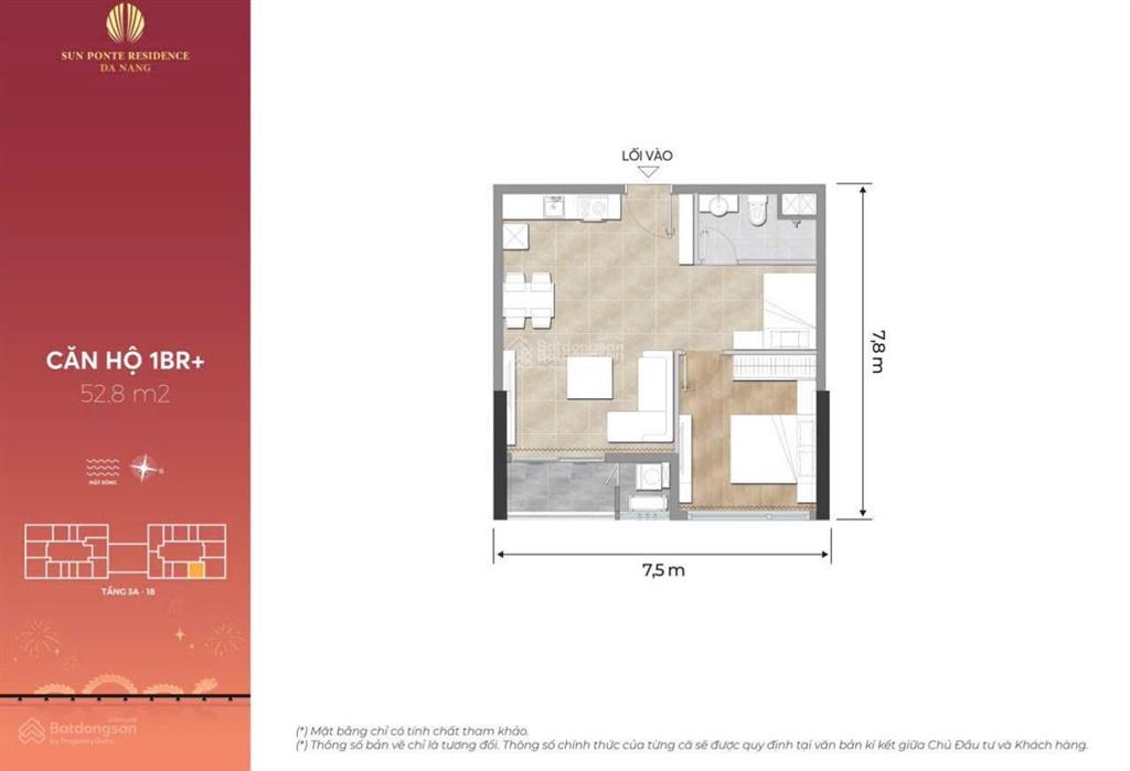 Căn 1pn + sun ponte trục t2 1x  08 tầng cao view biển giá tốt nhất 4,x tỷ