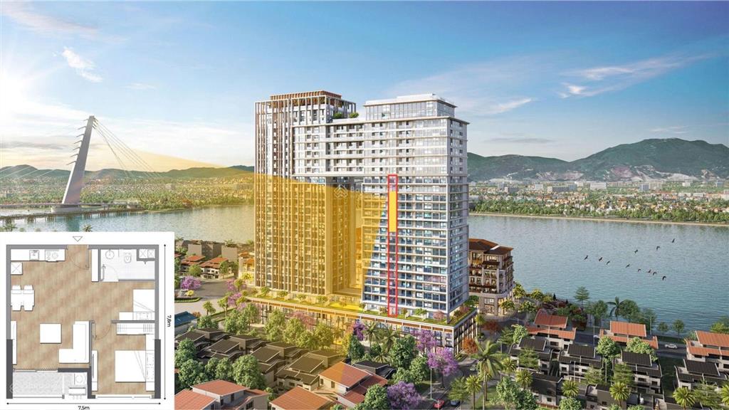Căn 1pn + sun ponte trục t2 1x  08 tầng cao view biển giá tốt nhất 4,x tỷ