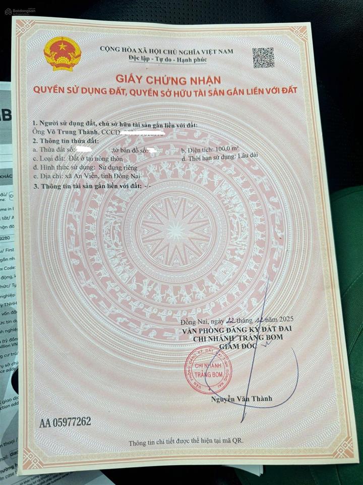 Cần bán đất nền  100m2  full thổ cư  cách sân bay quốc tế 5km  chỉ 900tr/lô  sổ hồng sẵn