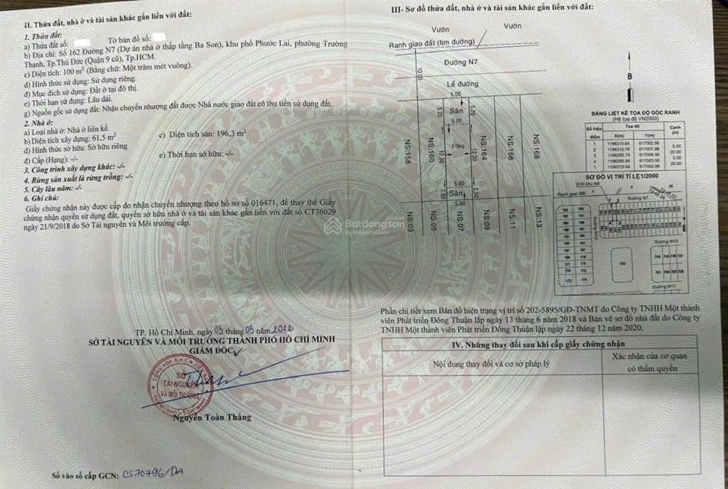 Cần bán đất nền trung tâm tp.thủ đức  100m2  full thổ cư  sổ hồng sẵn  giá 30 triệu/m2