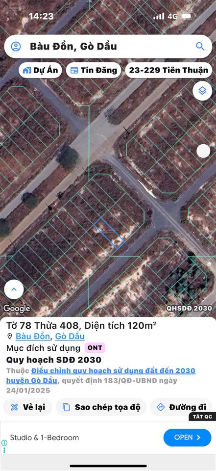 Chính chủ bán đất bàu đồn, gò dầu, tây ninh diện tích 120m2 giá 560tr  0979 913 ***