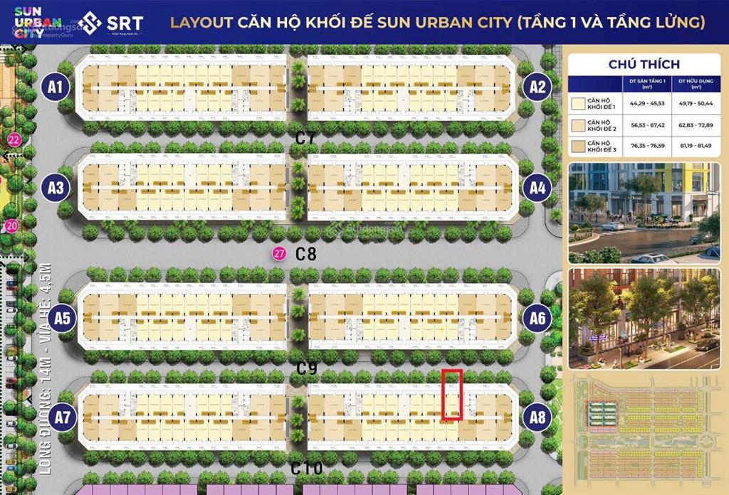 Bán nhanh "chân đế" tòa a8 sun urban city, 3,9 tỷ, 50m2 đã bàn giao kinh doanh, cho thuê 1520tr!