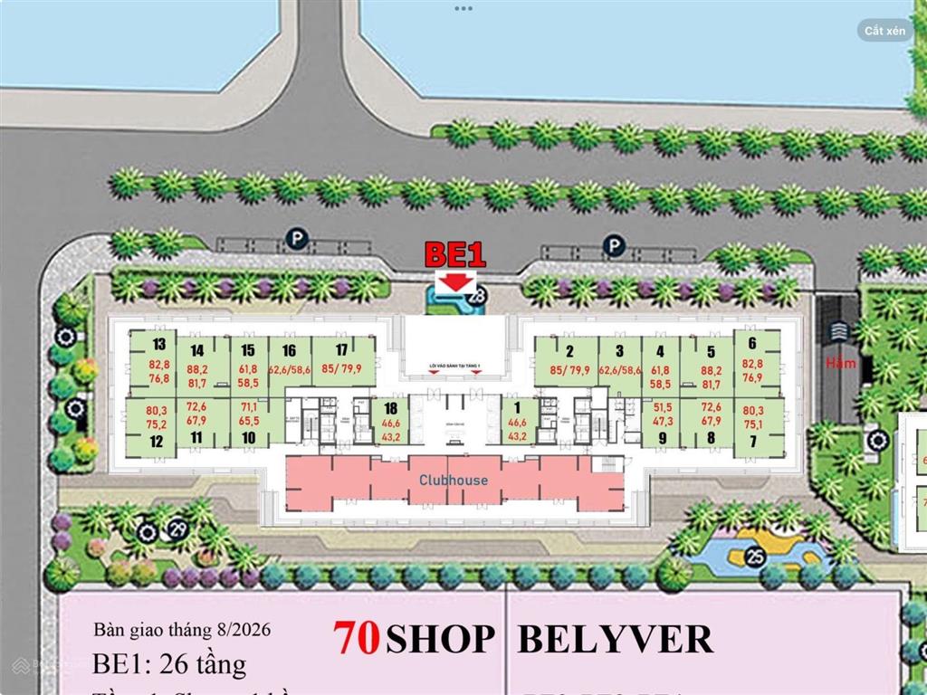 Cho thuê shop chân đế sảnh be1  beverly vinhomes ocean park 1 ocp1
