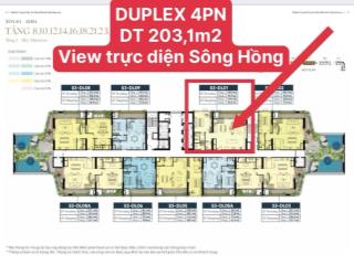 Duplex 2 tầng 203,9m2 4pn 5wc view trực diện sông hồng cực hiếm noble crystal
