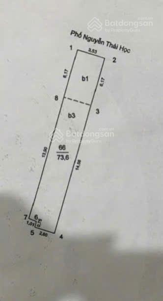 Bán nhà mặt phố nguyễn thái học, diện tích 73,6m2, mặt tiền 3,53m